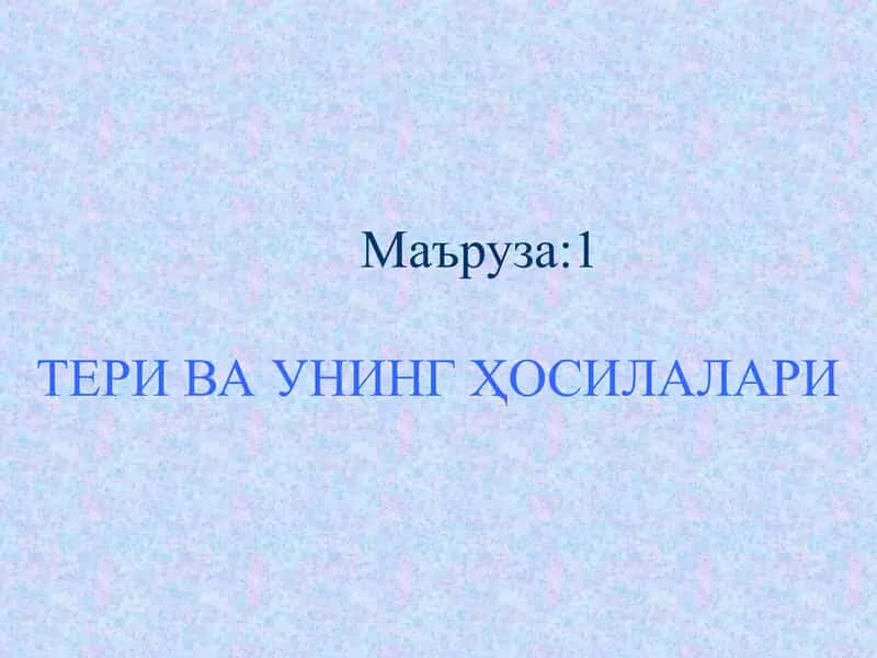 Teri va uning hosilalari, gistalogiyasi 1