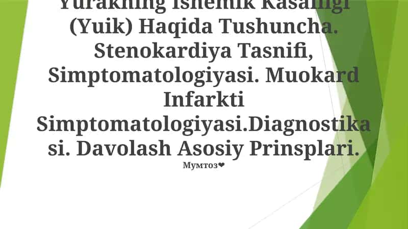 Yurakning Ishemik Kasalligi (Yuik) Haqida Tushuncha 1