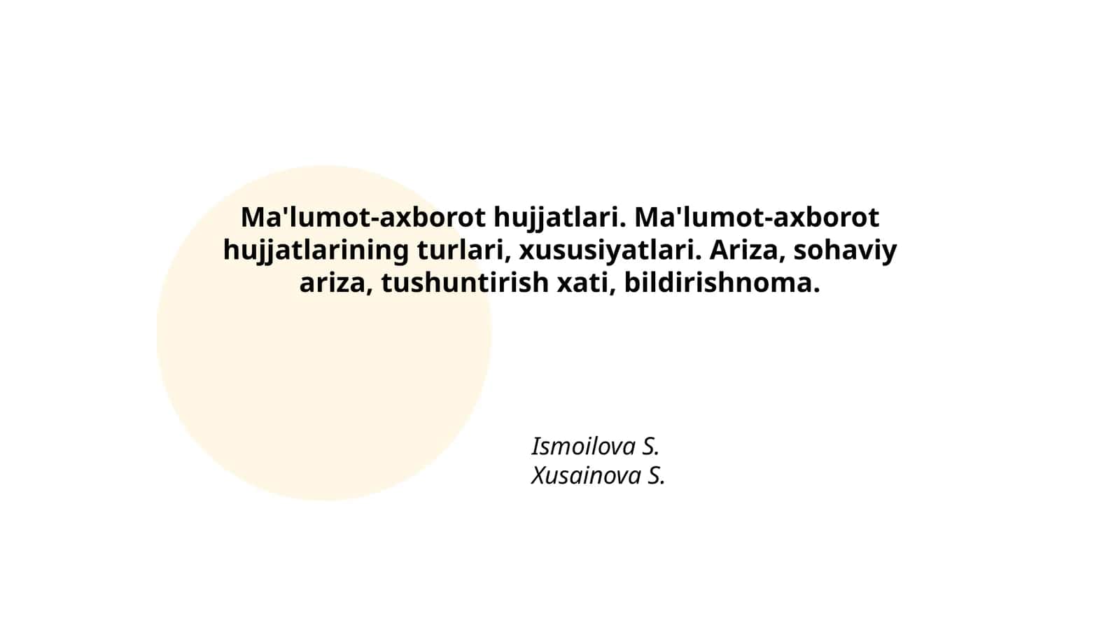 Ma'lumot-axborot hujjatlari 1