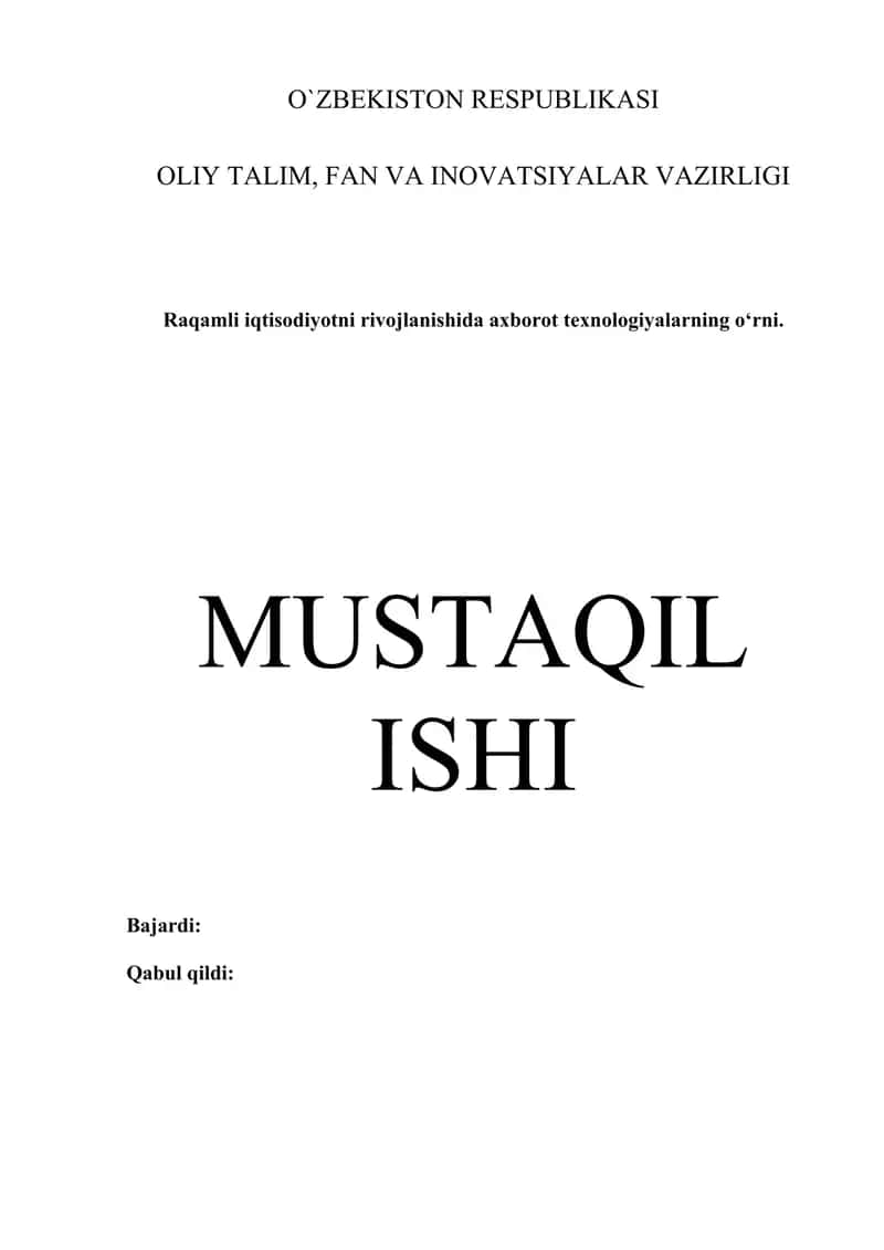 Raqamli iqtisodiyotni rivojlanishida axborot texnologiyalarning o‘rni. 1