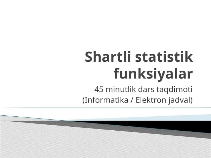 Shartli statistik funksiyalar 1