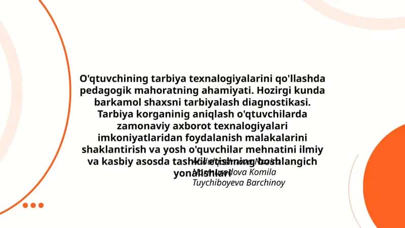 Tarbiya texnalogiyalari va pedagogik mahorat 1