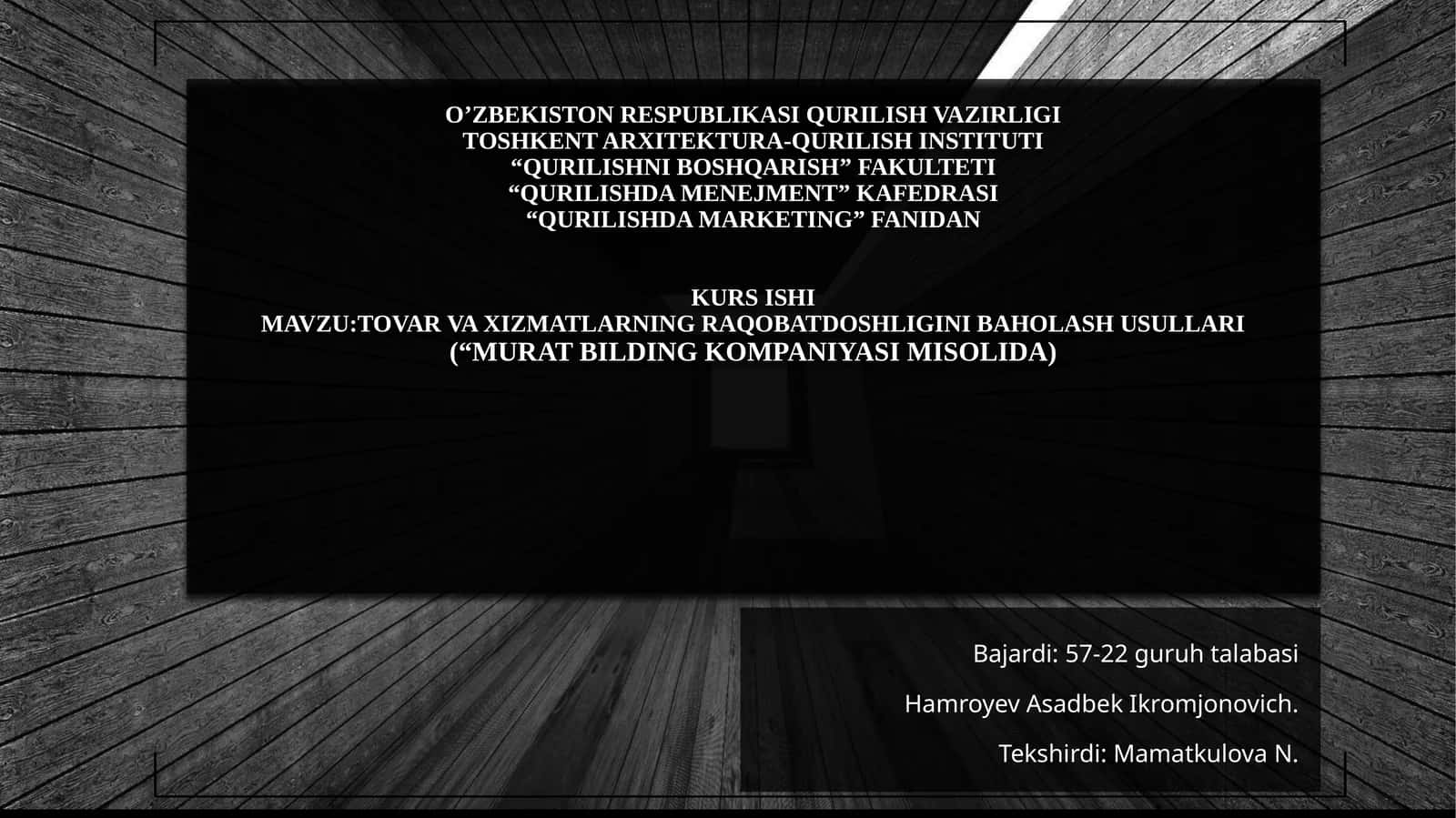 TOVAR VA XIZMATLARNING RAQOBATDOSHLIGINI BAHOLASH USULLARI 1