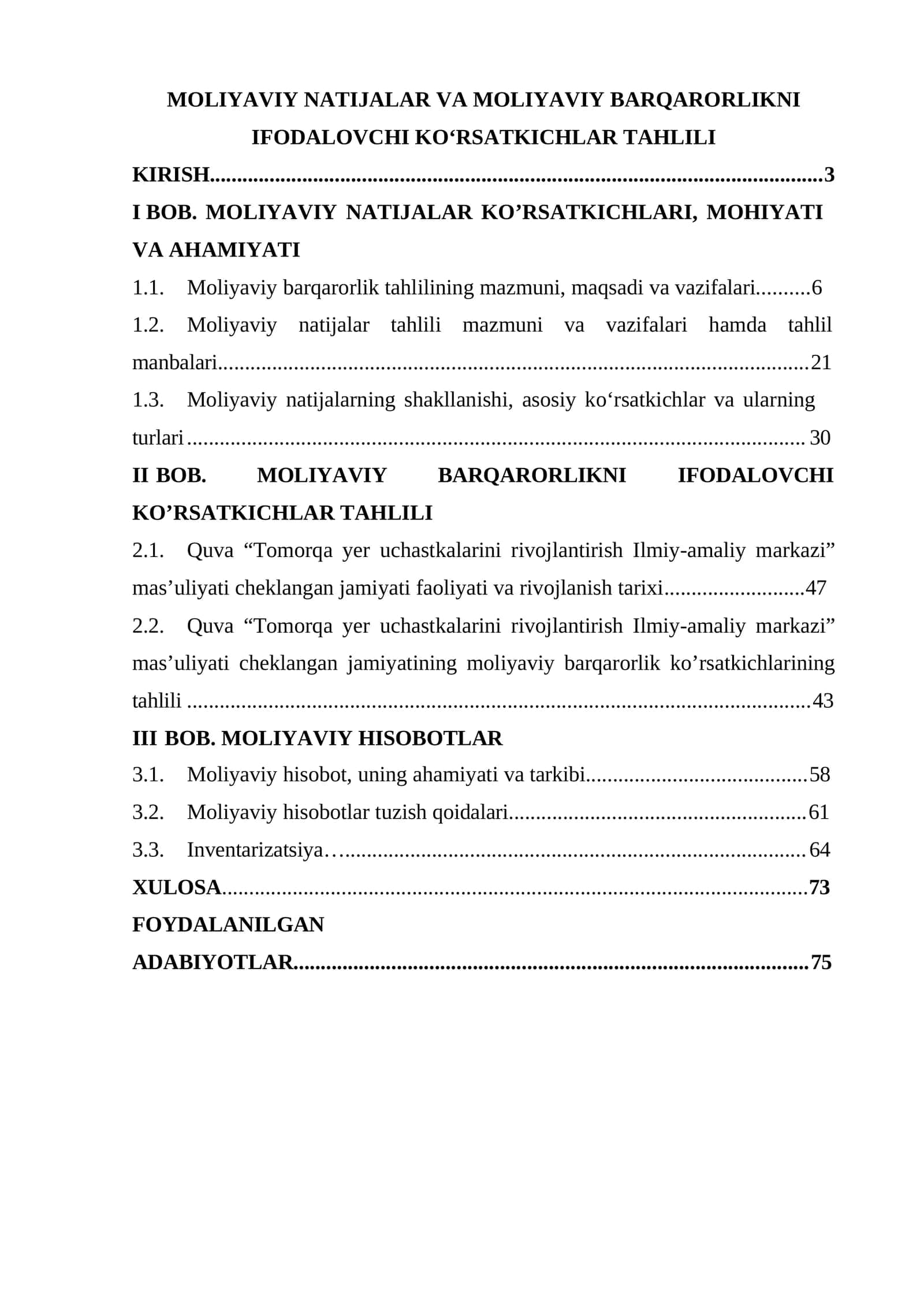MОLIYАVIY NАTIJАLАR VА MОLIYАVIY BАRQАRОRLIKNI IFОDАLОVСHI KО‘RSАTKIСHLАR TАHLILI 1