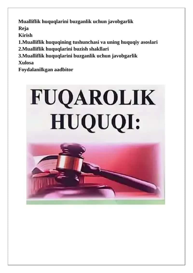 Mualliflik Huquqlarini Buzganlik Uchun Javobgarlik 1