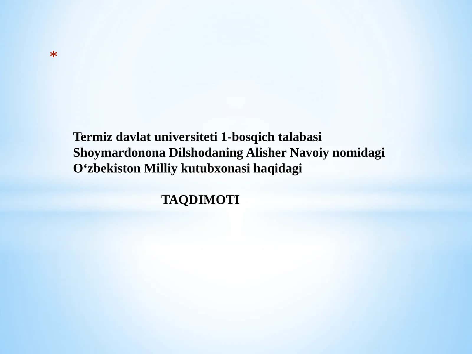 O'zbekiston Milliy kutubxonasi 1