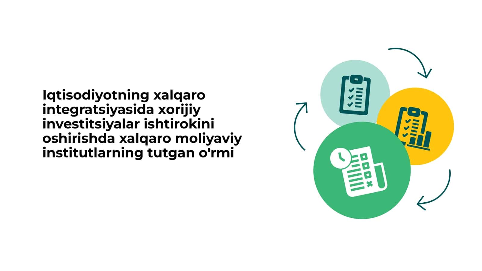 Iqtisodiyotning xalqaro integratsiyasida xorijiy investitsiyalar ishtirokini oshirishda xalqaro o'rn 1