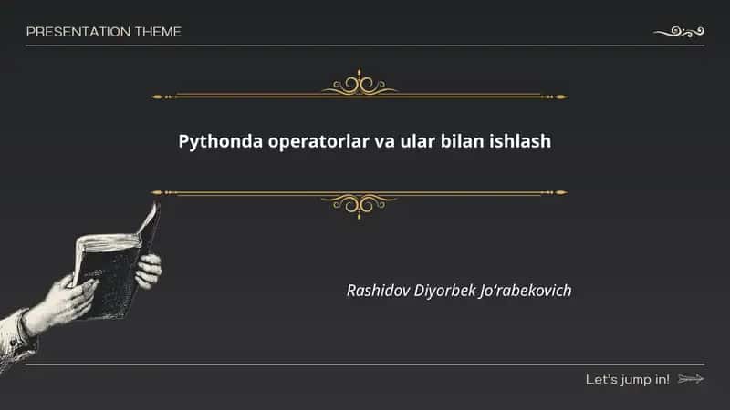 Pythonda operatorlar va ular bilan ishlash 1