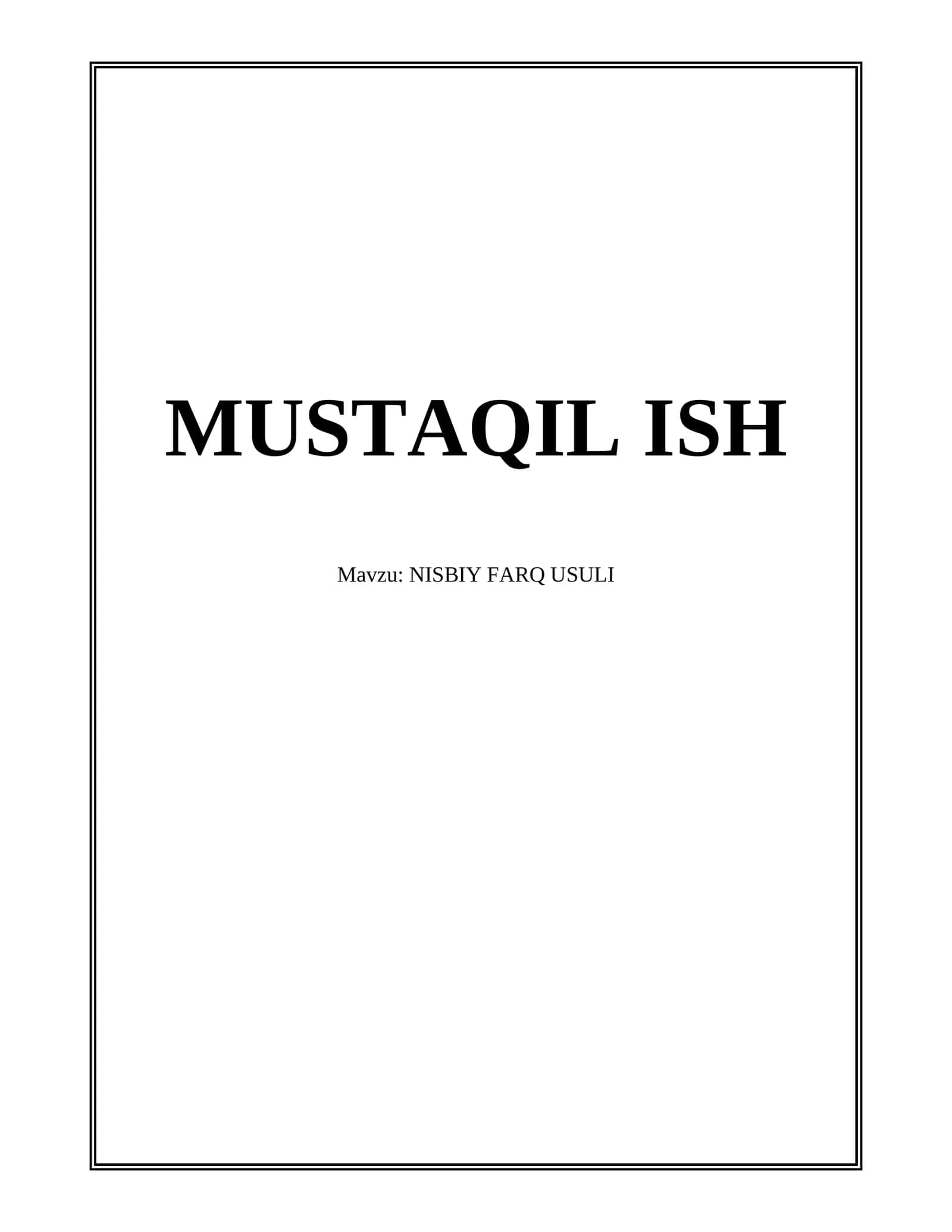 Nisbiy farq usuli 1