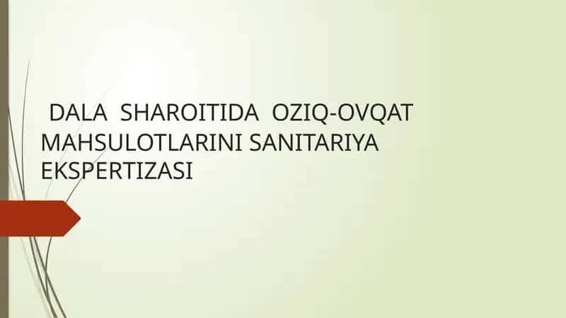 Oziq-ovqat mahsulotlarini sanitariya ekspertizasi 1
