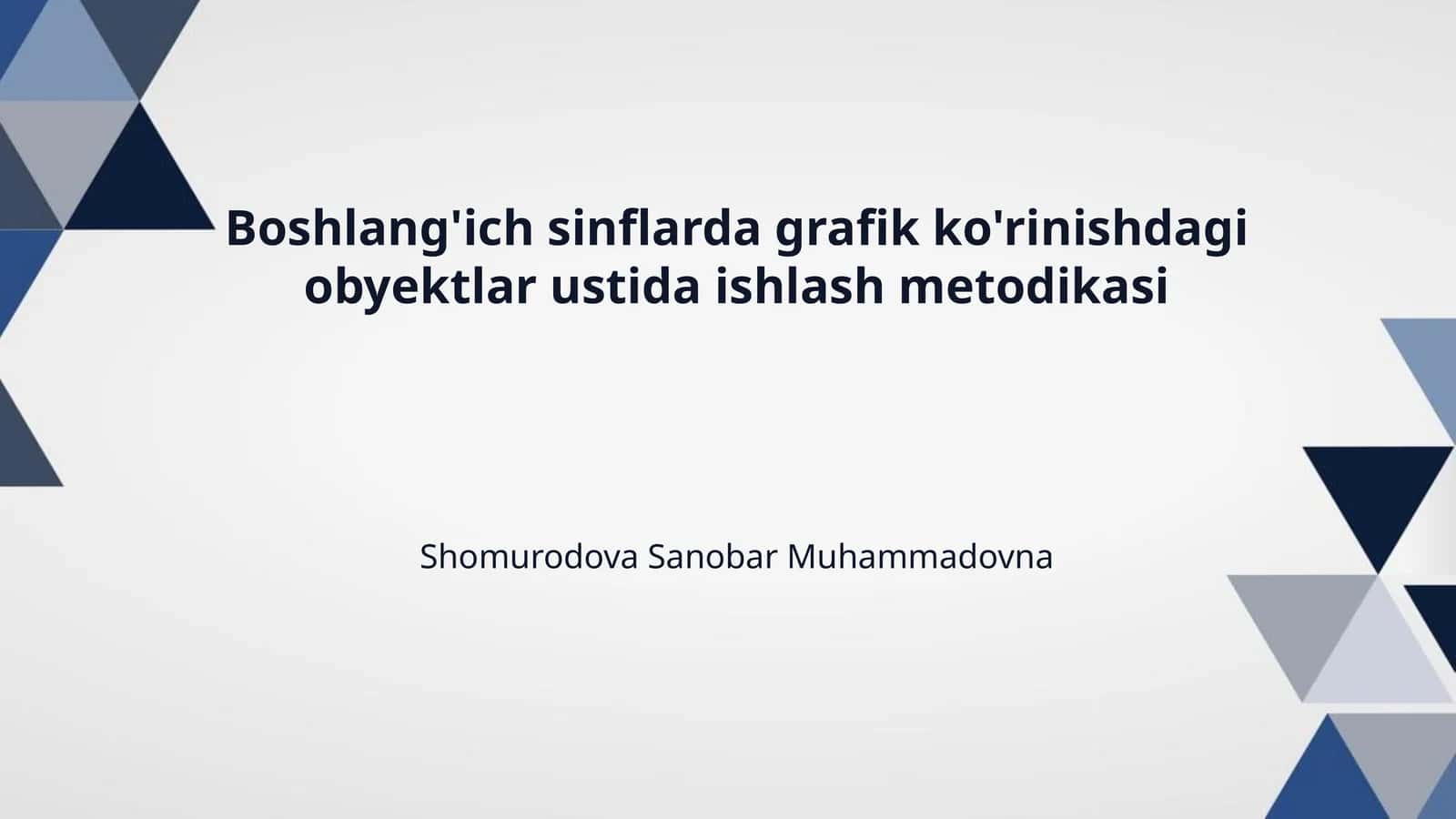 Boshlang'ich sinflarda grafik ko'rinishdagi obyektlar ustida ishlash metodikasi 1