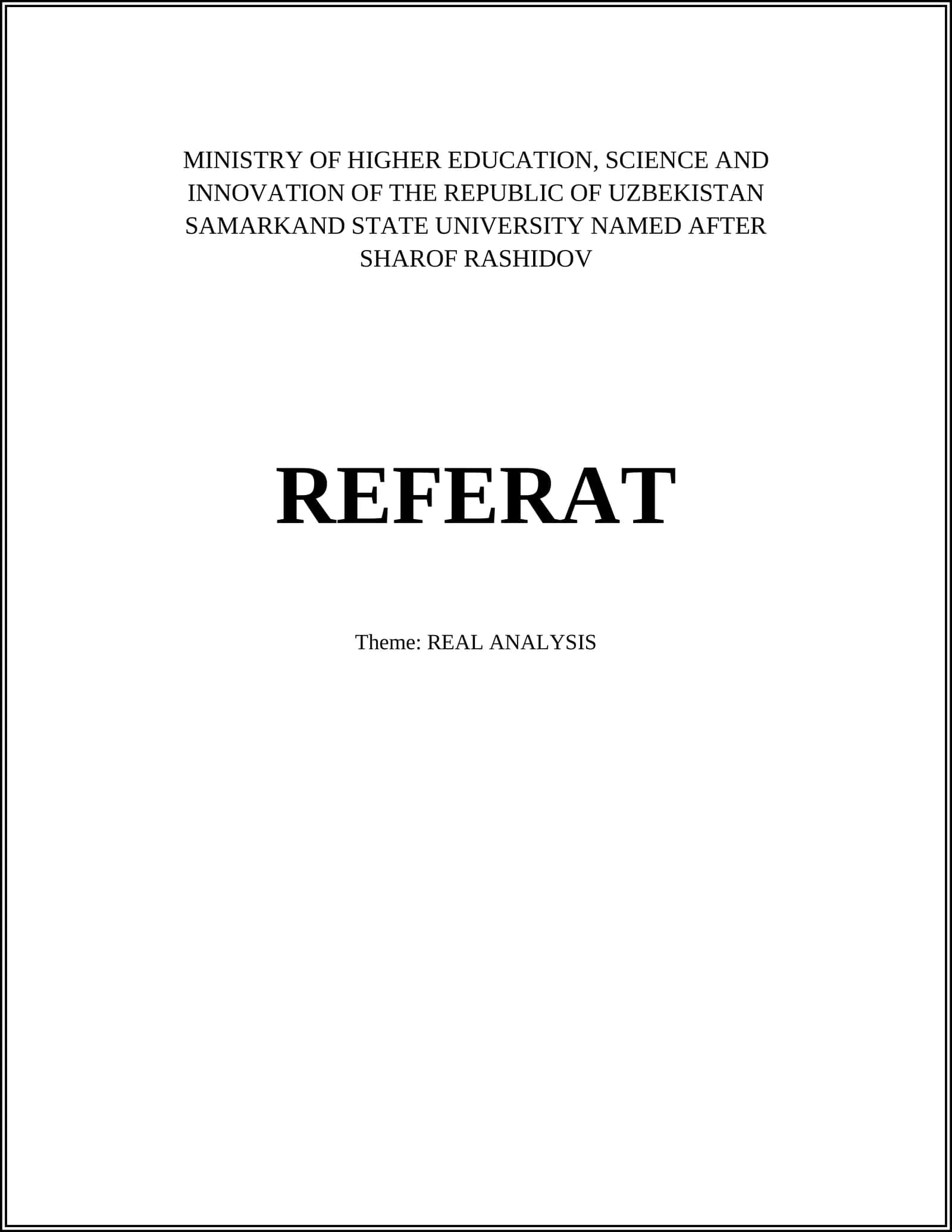 REAL ANALYSIS 1