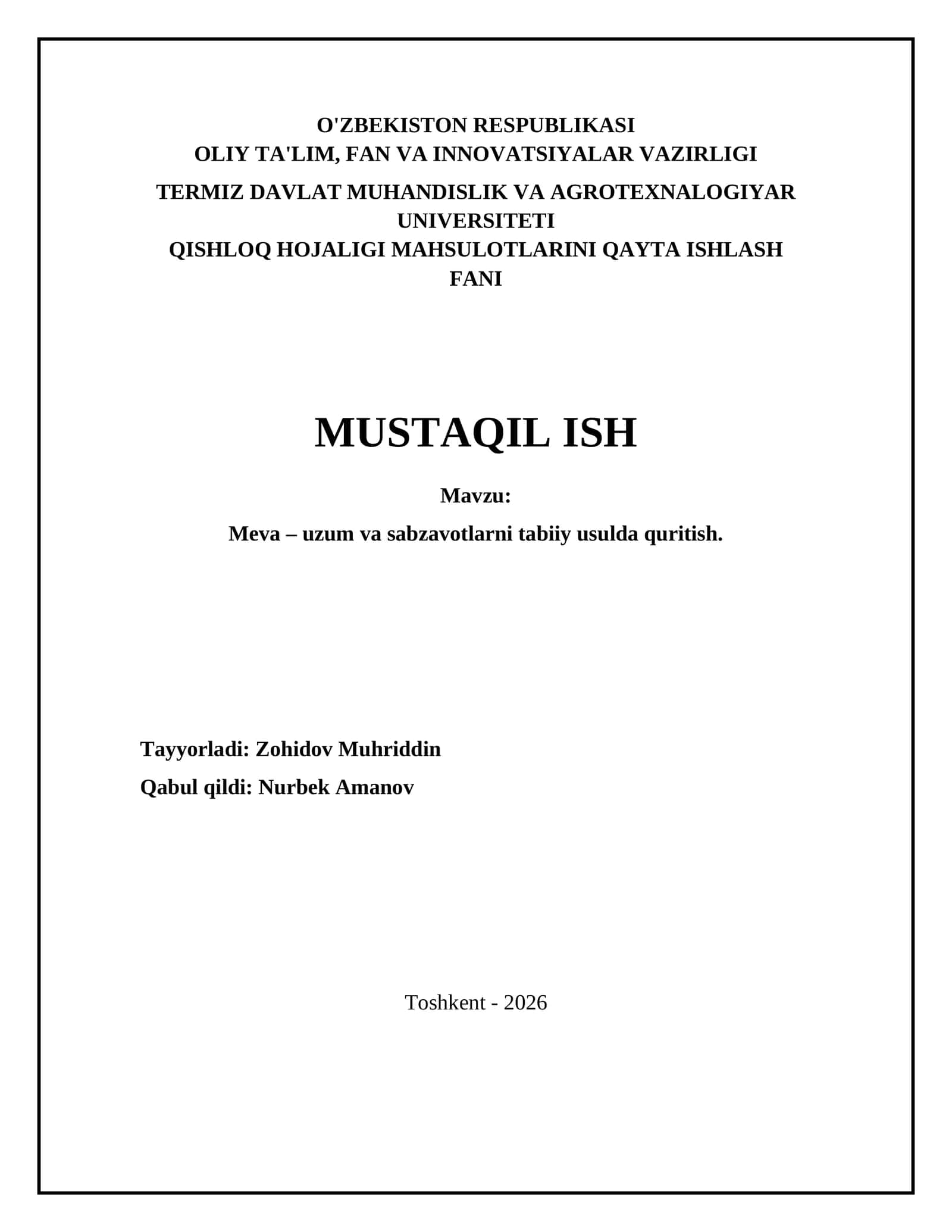 Meva – uzum va sabzavotlarni tabiiy usulda quritish 1