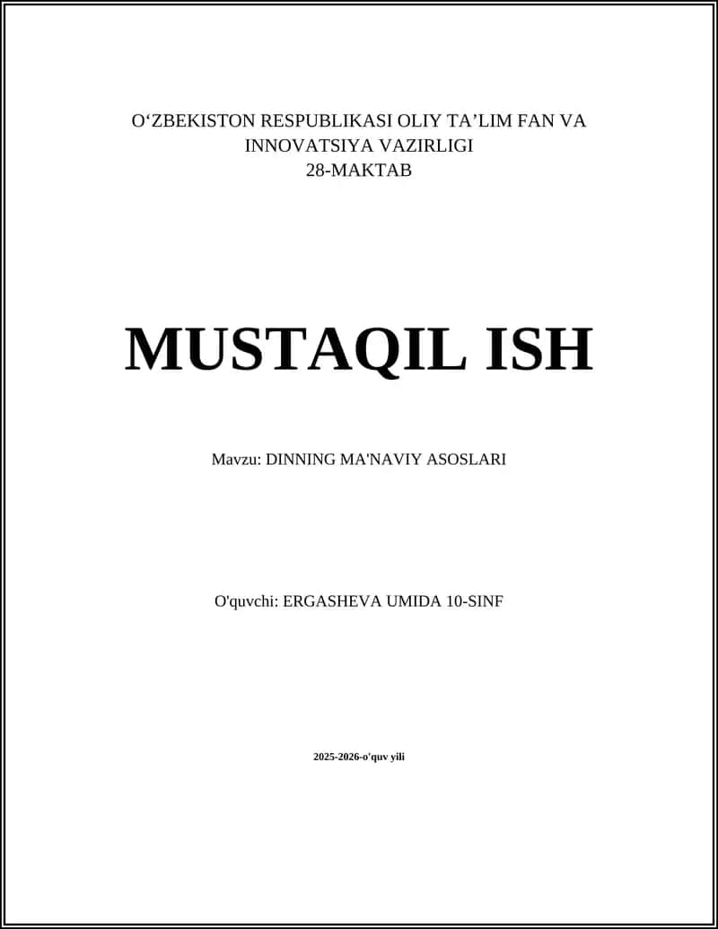 DINNING MA'NAVIY ASOSLARI 1