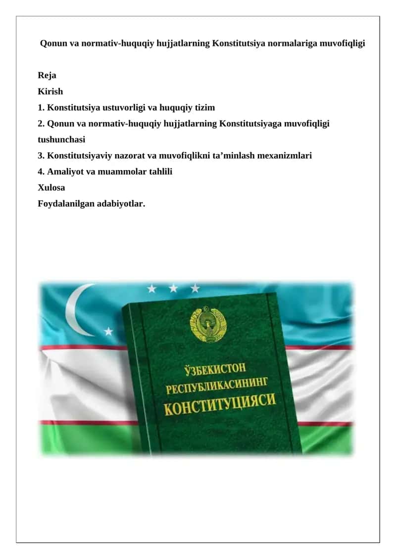 Huquqiy Poydevor va Konstitutsiya normalariga muvofiqlik 1