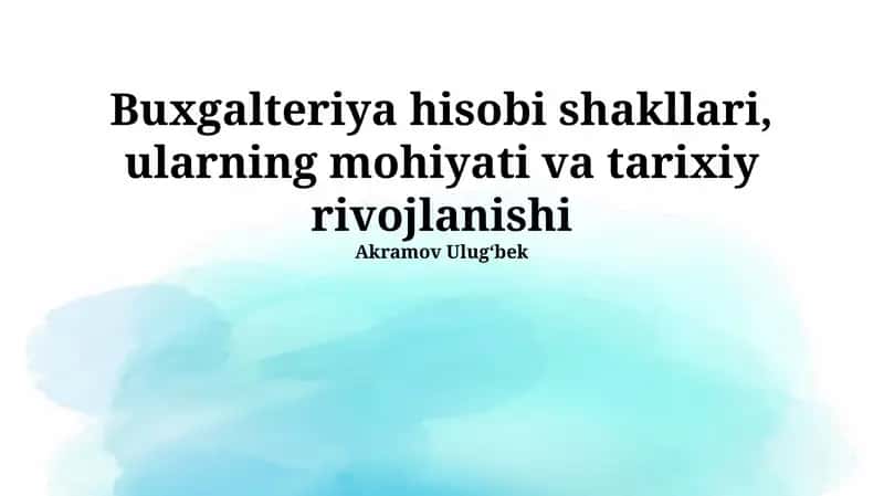 Xalqaro Buxgalteriya Standartlari 1