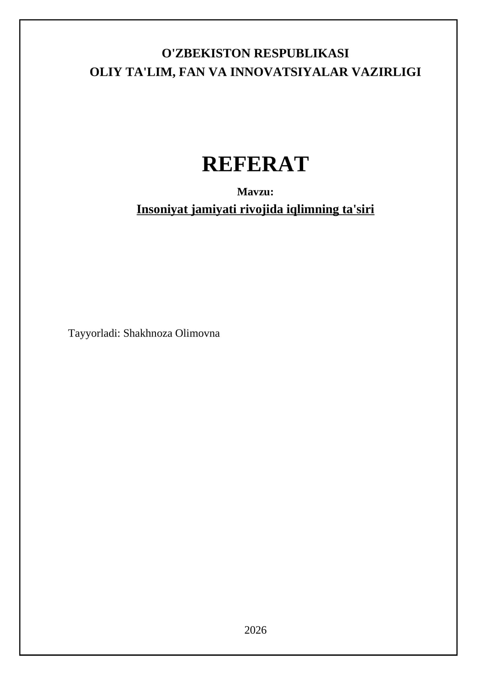 Insoniyat jamiyati rivojida iqlimning ta'siri 1