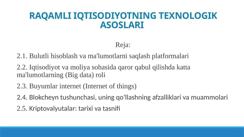 RAQAMLI IQTISODIYOTNING TEXNOLOGIK ASOSLARI 1