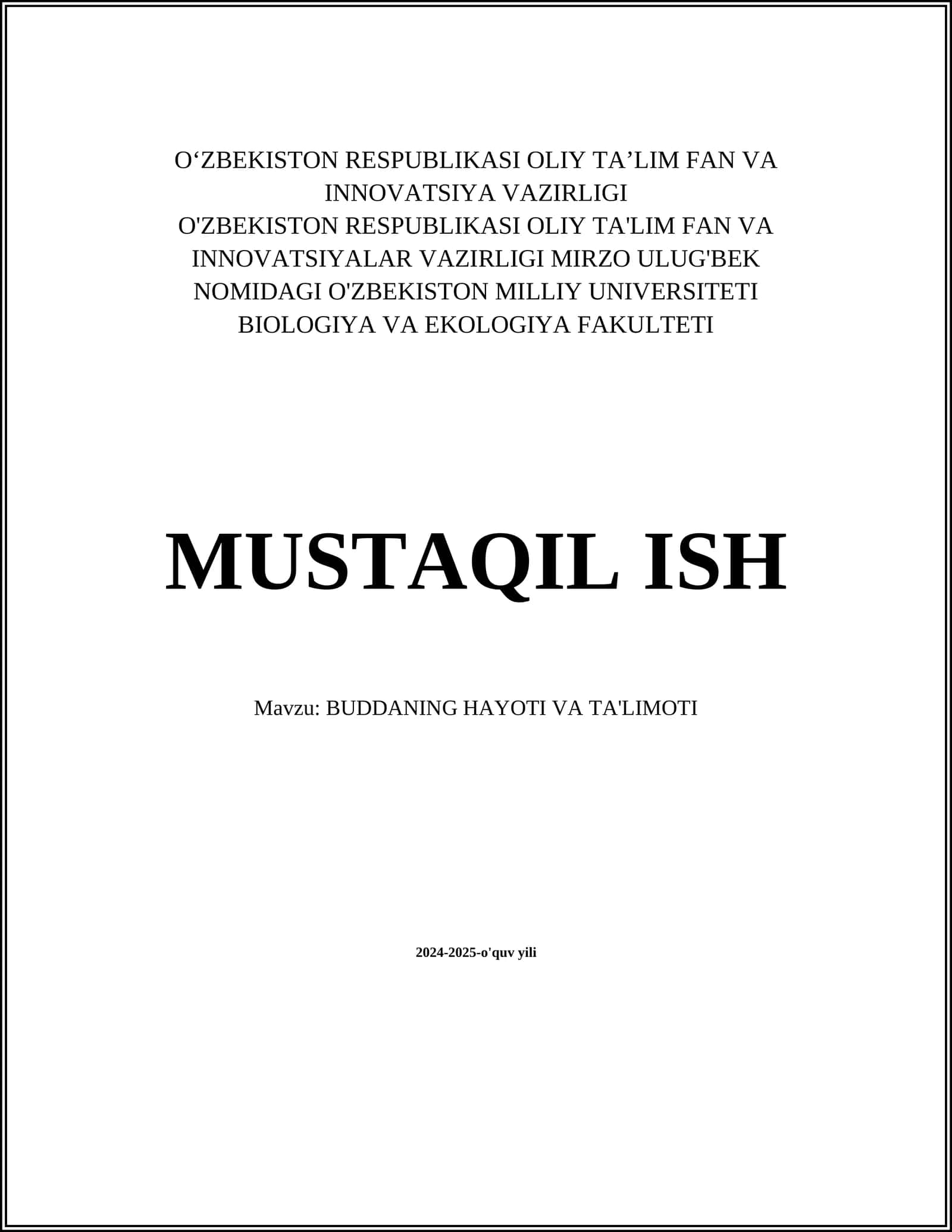 BUDDANING HAYOTI VA TA'LIMOTI 1