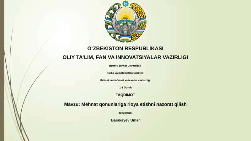 Mehnat qonunlariga rioya etishni nazorat qilish 1