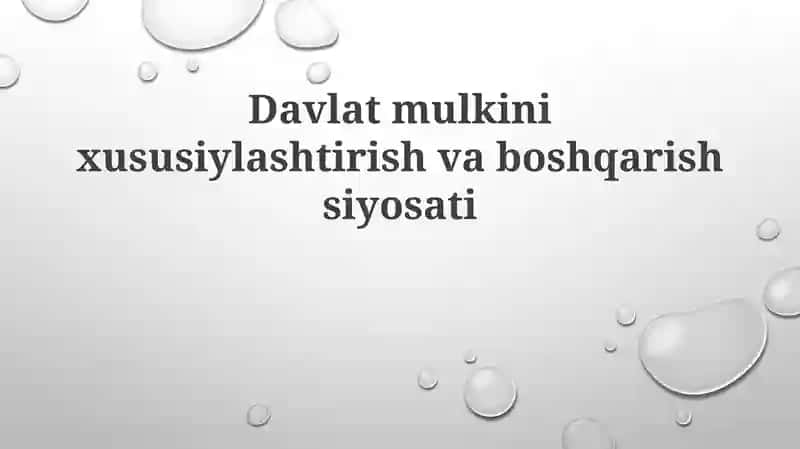 Davlat mulkini xususiylashtirish va boshqarish siyosati