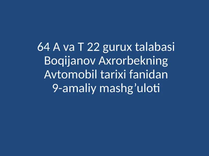 Johon va O'zbekiston avtomobil bozori 1