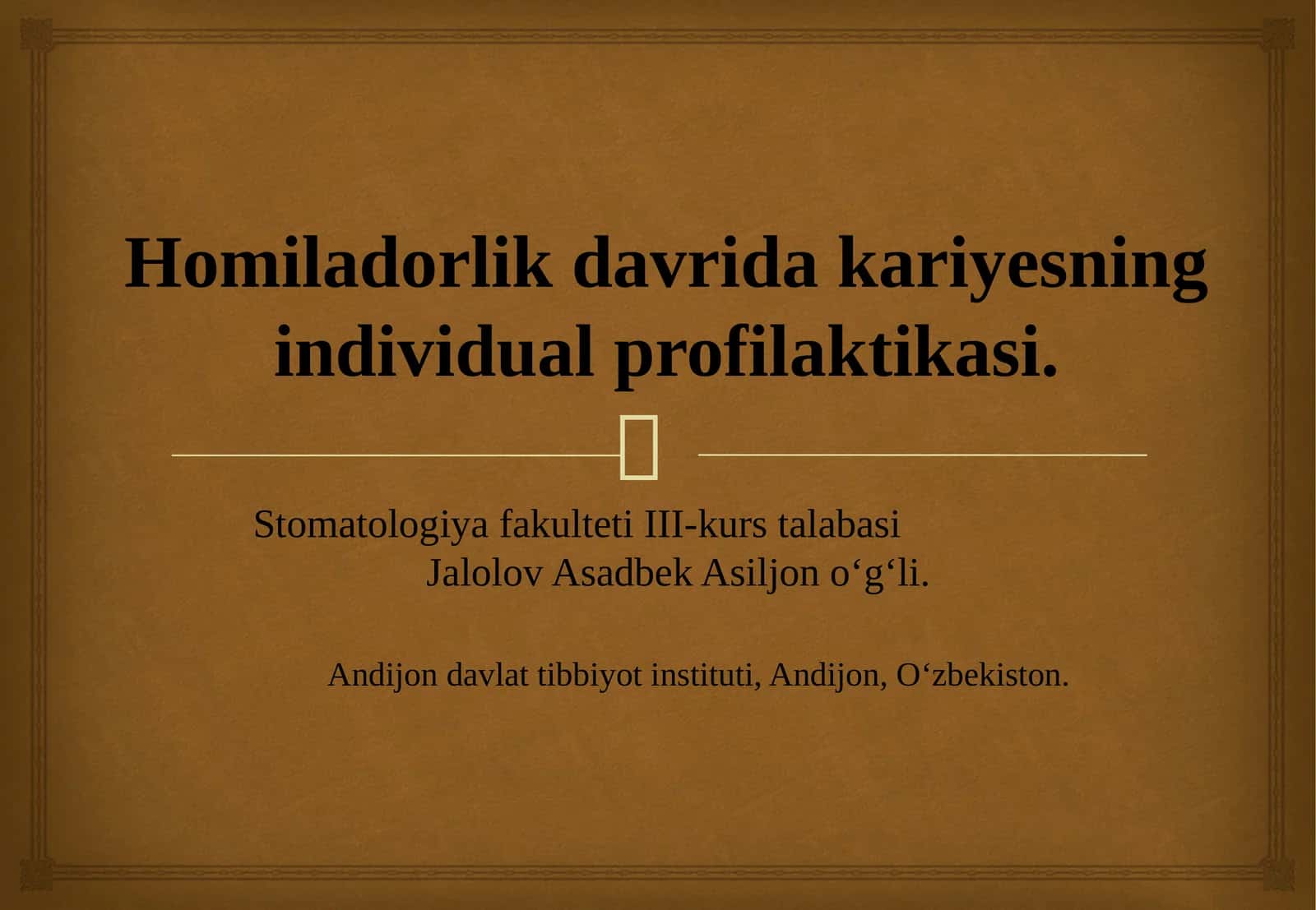 Homiladorlik davrida kariyesning individual profilaktikasi. 1