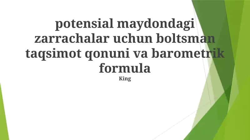 Boltzmann Taqsimoti: Asosiy Tamoyillar 1