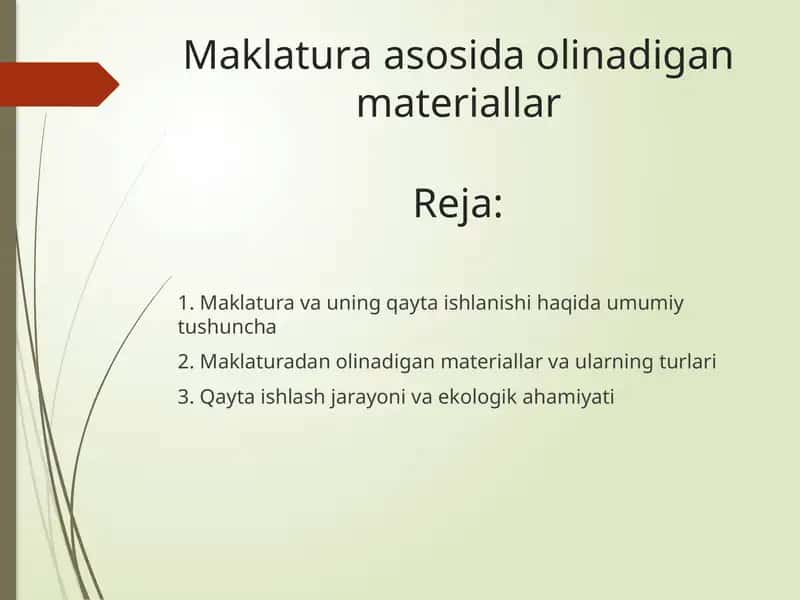 Maklatura asosida olinadigan materiallar 1