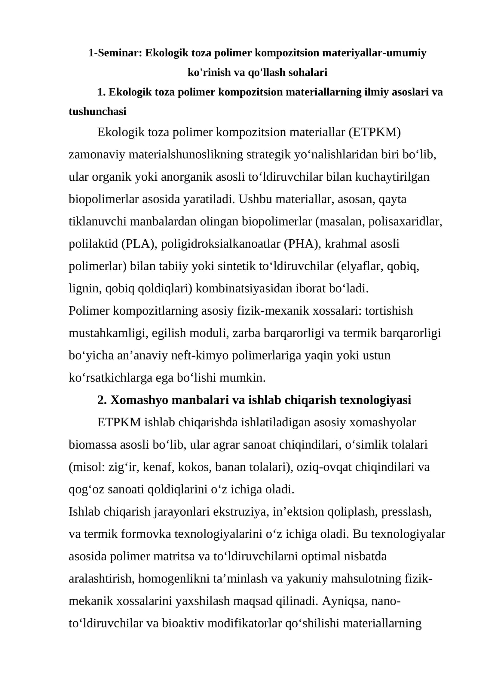 Ekologik toza polimer kompozitsion materiyallar 1