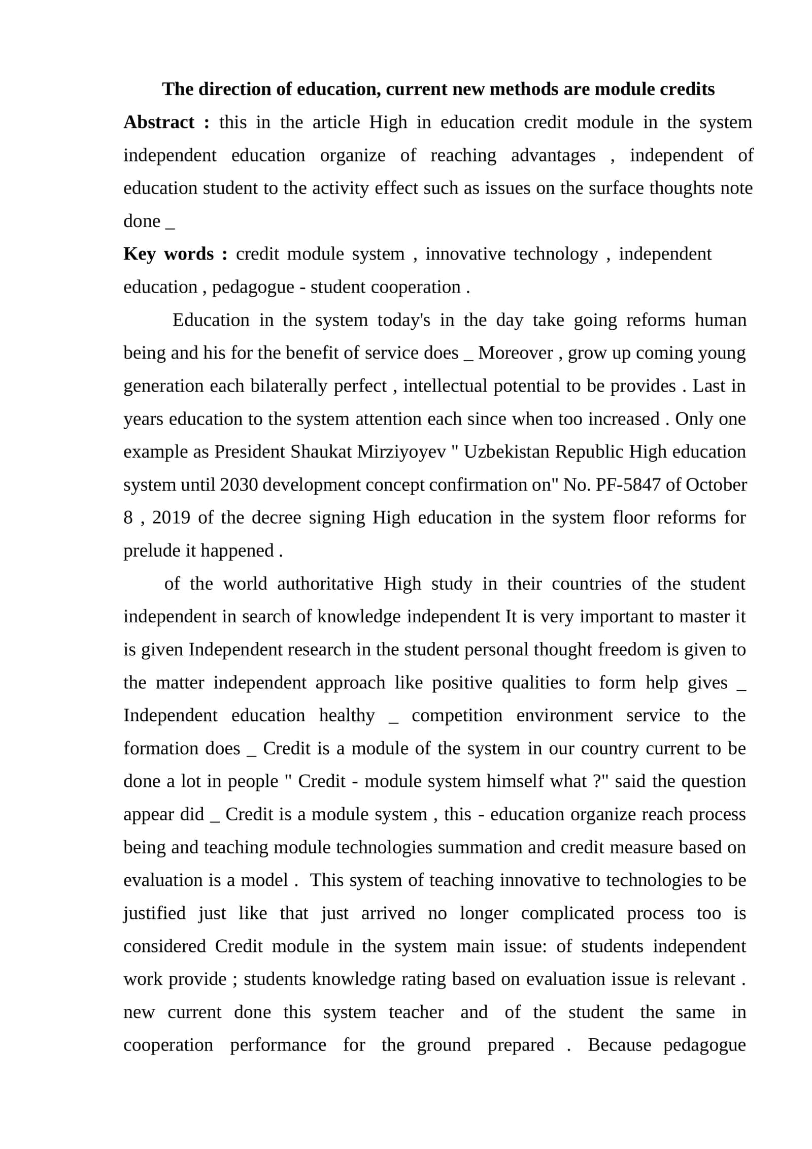 Credit module system in education 1