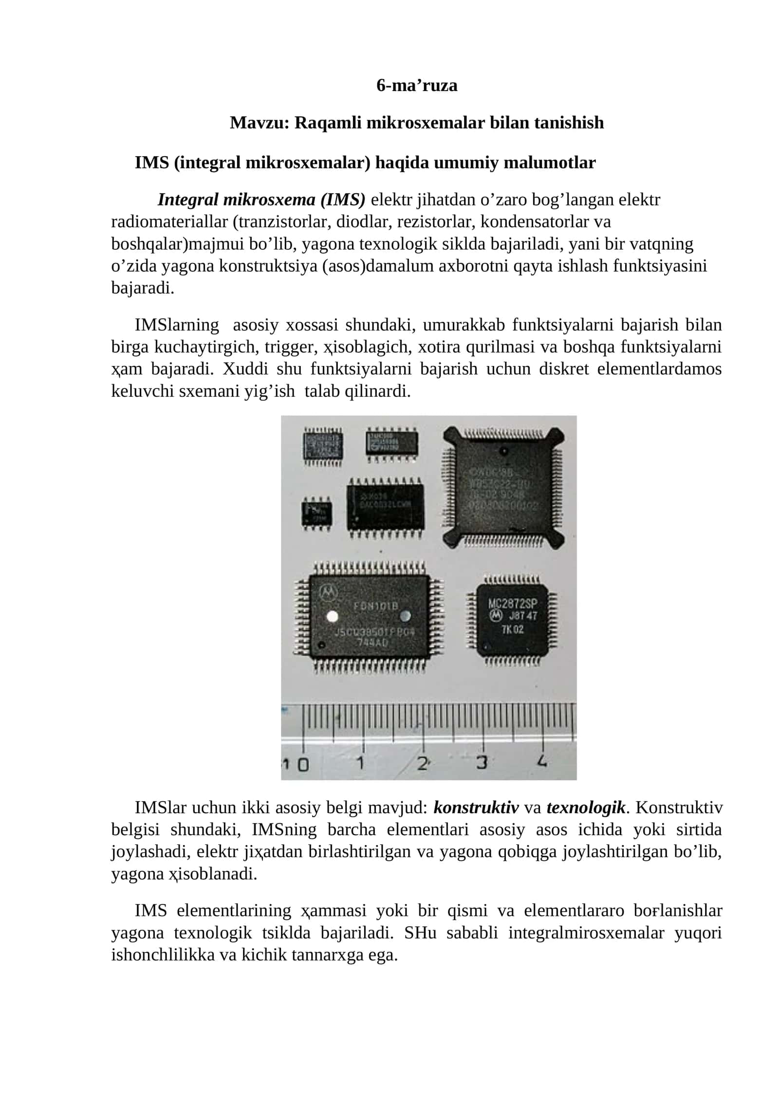 Raqamli mikrosxemalar bilan tanishish 1