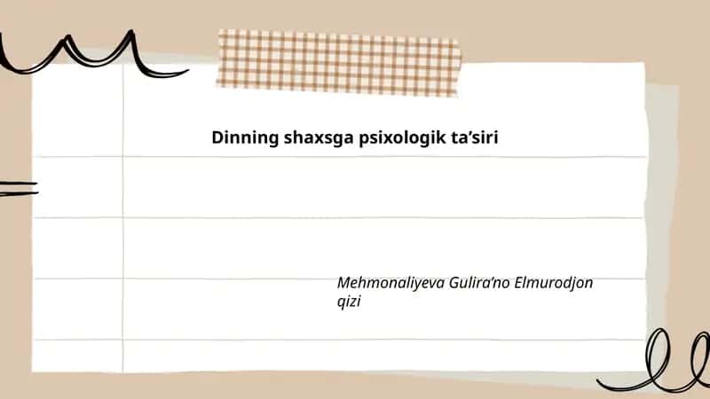 Dinning shaxsga psixologik ta’siri 1