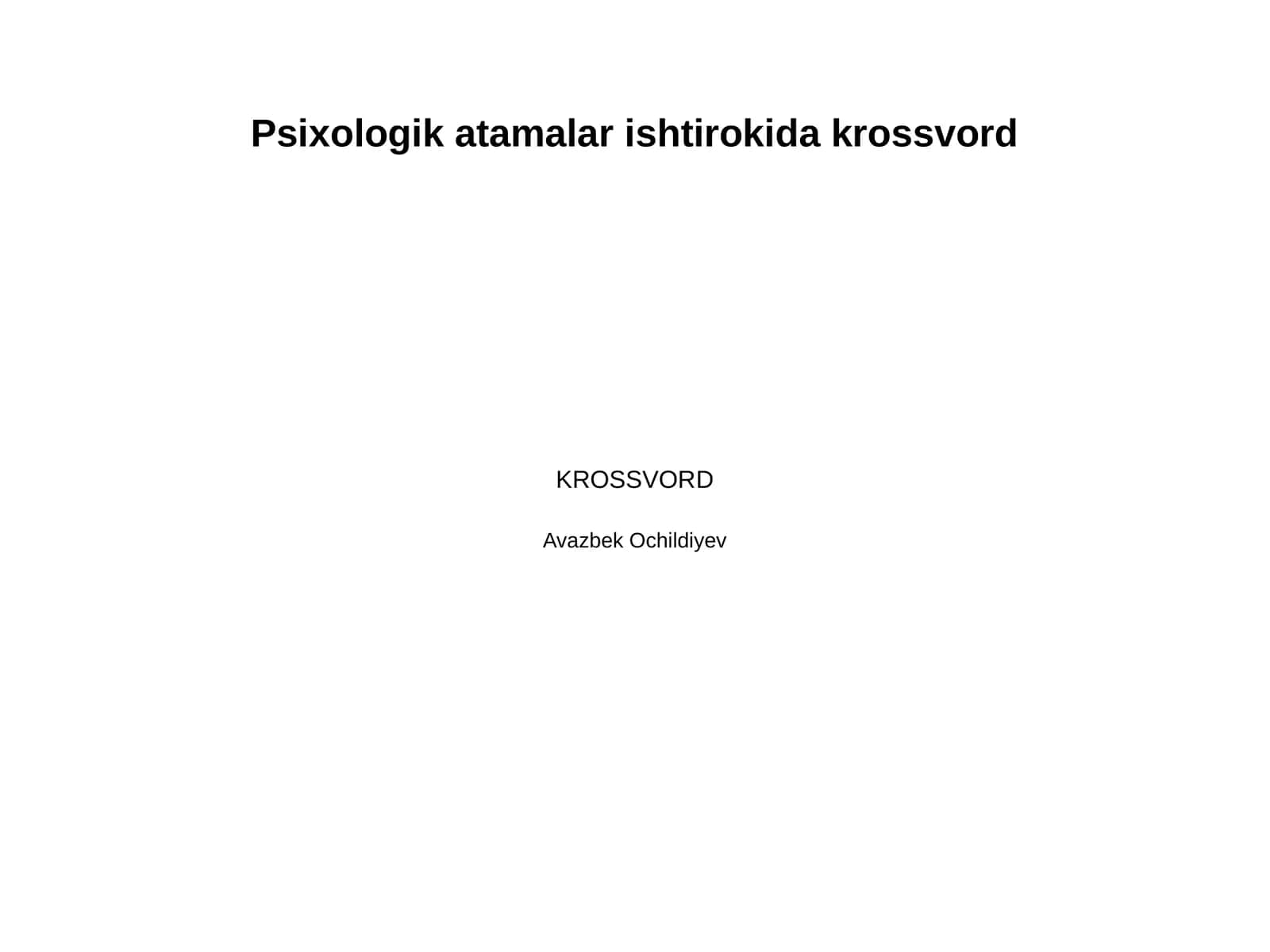 Psixologik atamalar ishtirokida krossvord 1