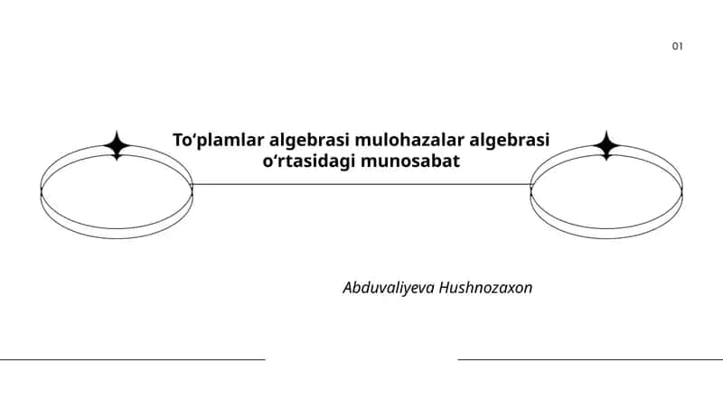 To'plamlar algebrasi mulohazalar algebrasi o'rtasidagi munosabat 1