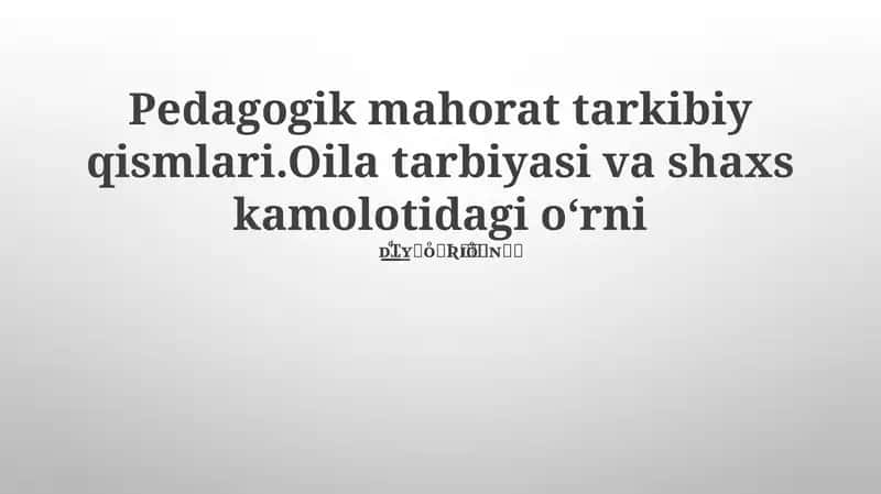 Oila pedagogikasi 1