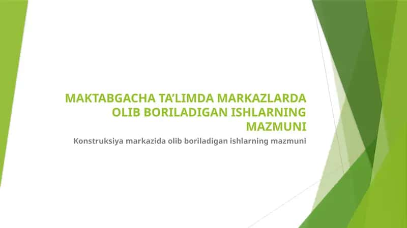Konstruksiya markazida olib boriladigan ishlarning mazmuni 1