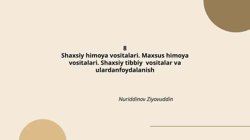 Shaxsiy Himoya Vositalari 1