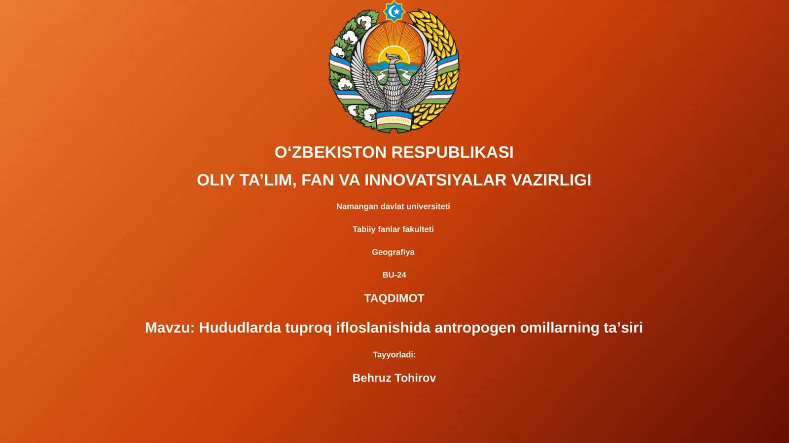 Hududlarda tuproq ifloslanishida antropogen omillarning taʼsiri 1