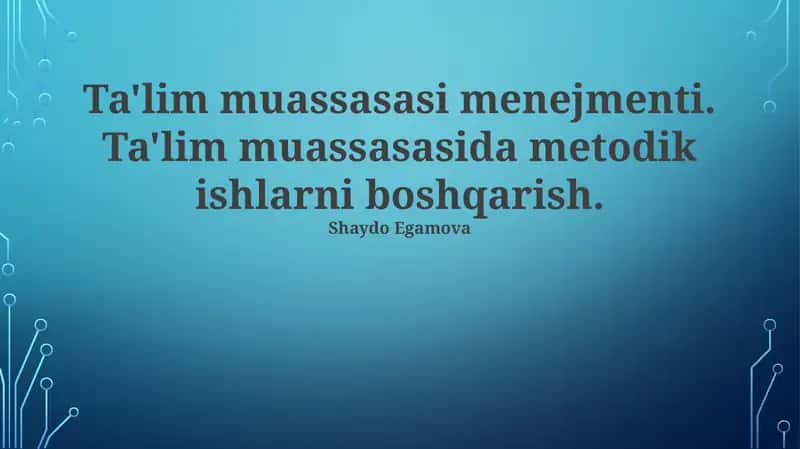 Ta'lim muassasasi menejmenti 1