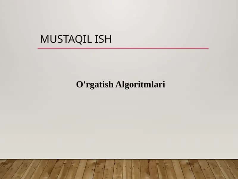 O'rgatish Algoritmlari 1