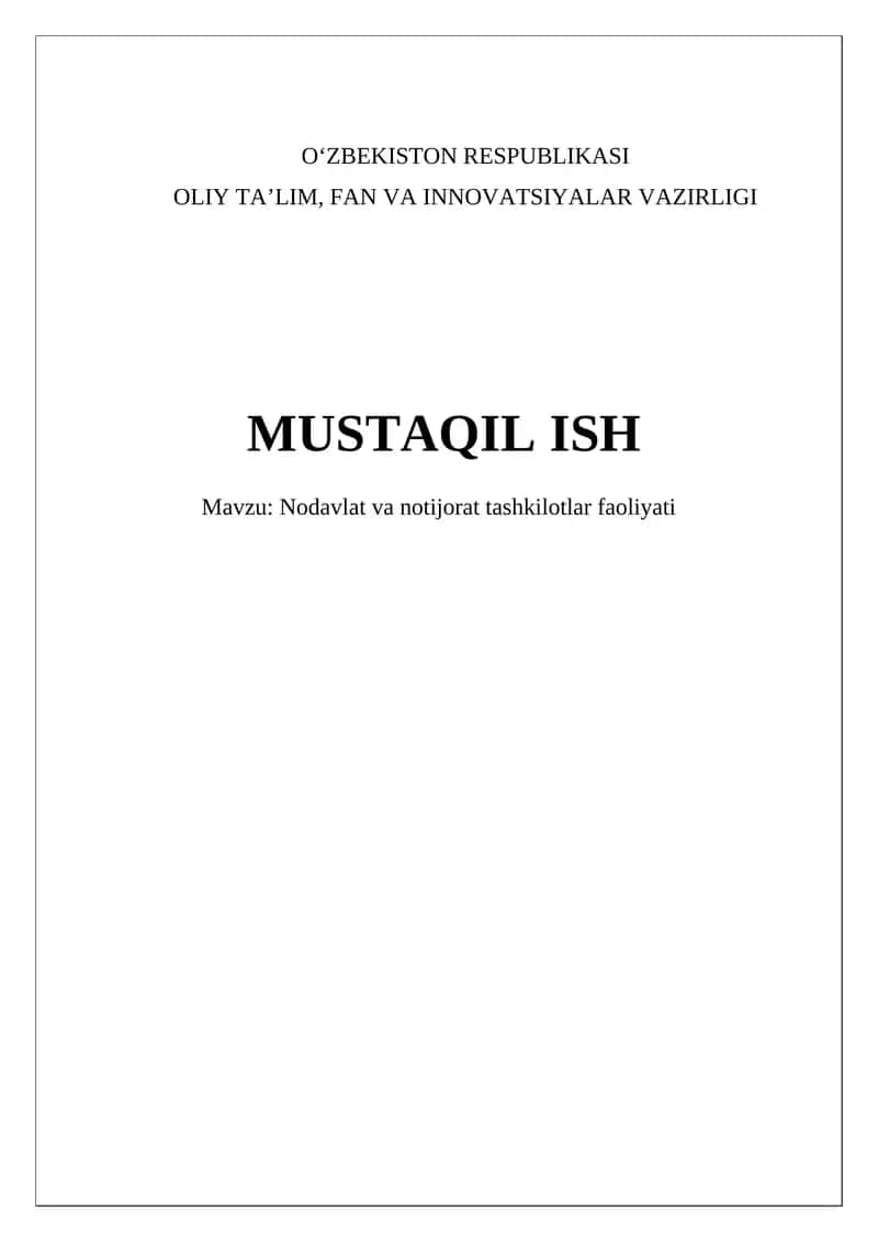 Nodavlat va notijorat tashkilotlar faoliyati 1