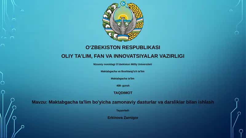 Maktabgacha ta'lim bo'yicha zamonaviy dasturlar va darsliklar 1