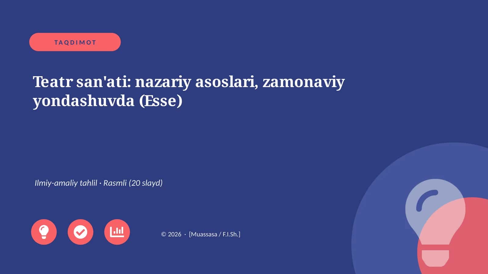 Teatr san'ati: nazariy asoslari, zamonaviy yondashuvda (Esse) 1