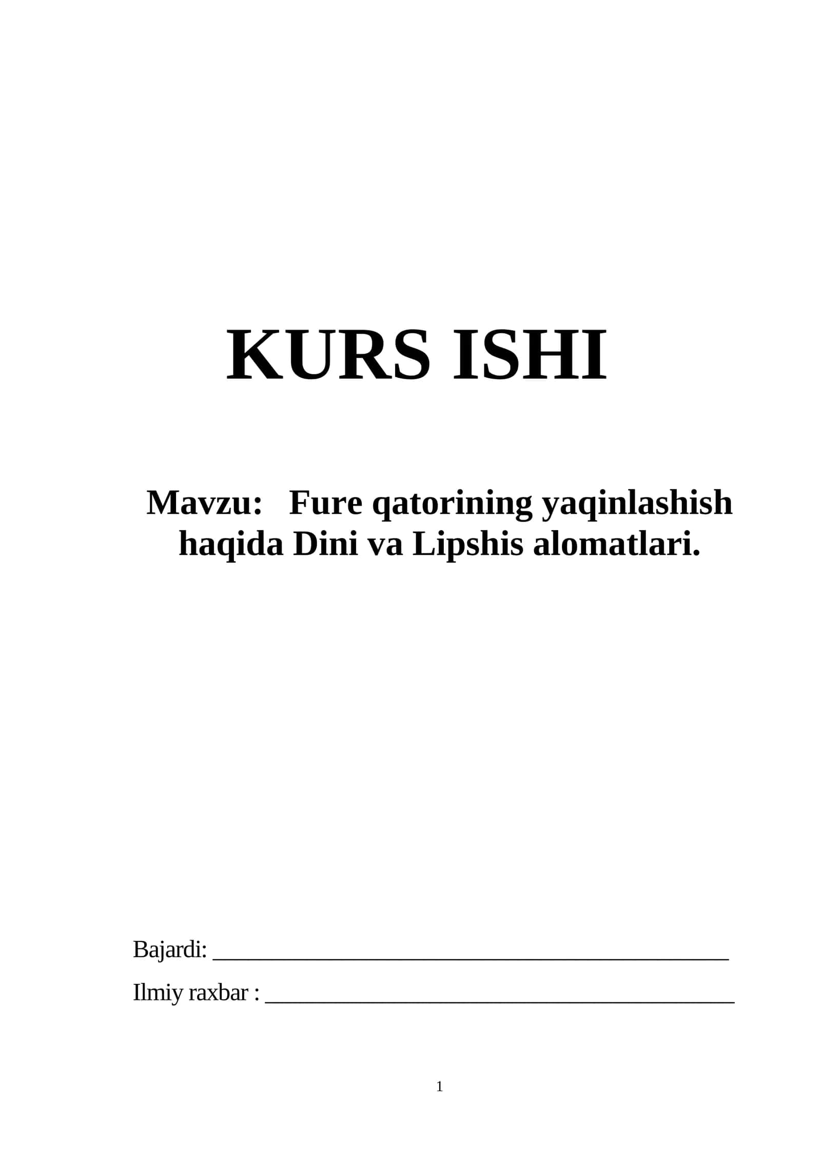 Fure qatorining yaqinlashish haqida Dini va Lipshis alomatlari 1