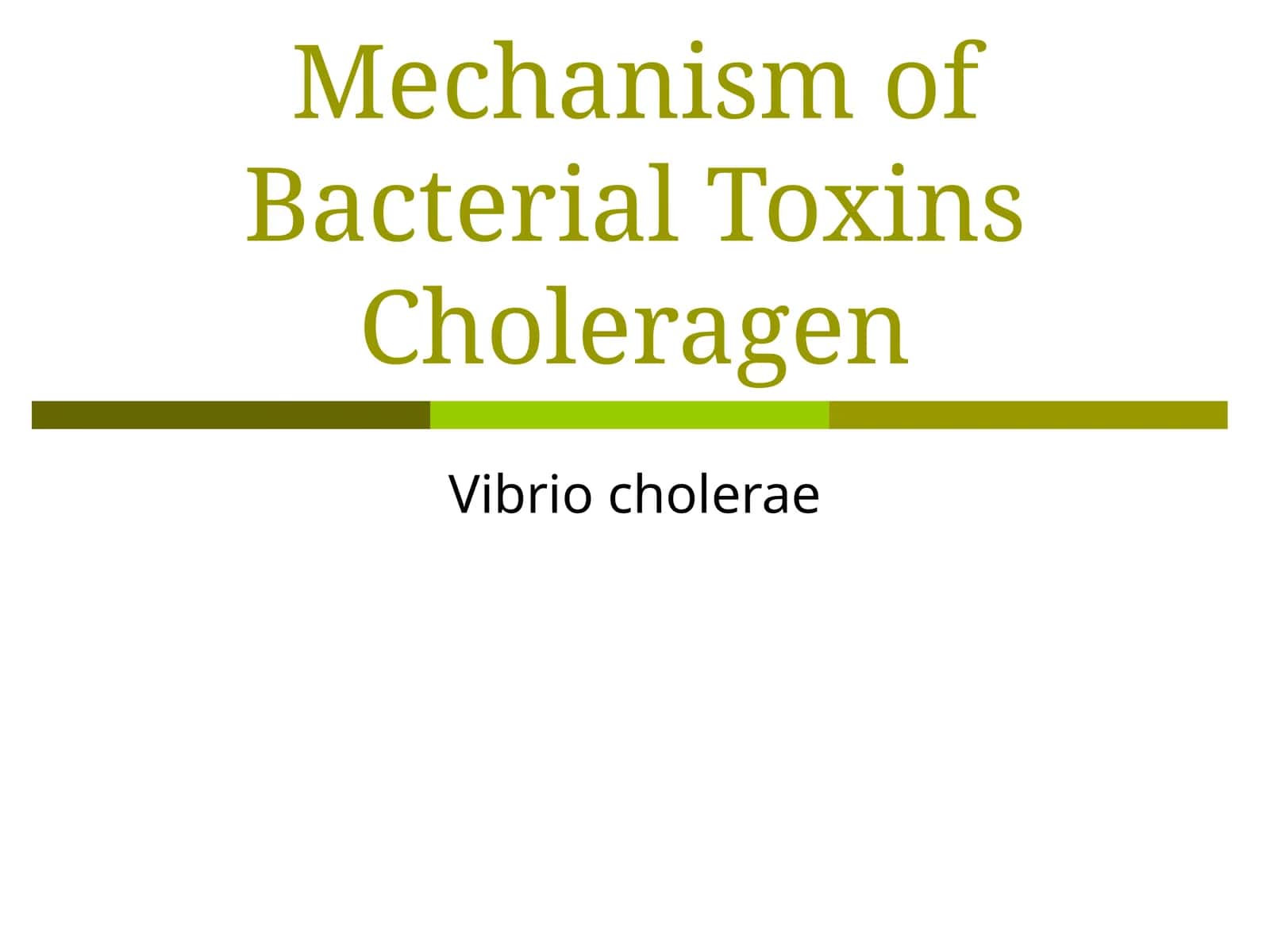 Mechanism of Bacterial ToxinsCholeragen 1
