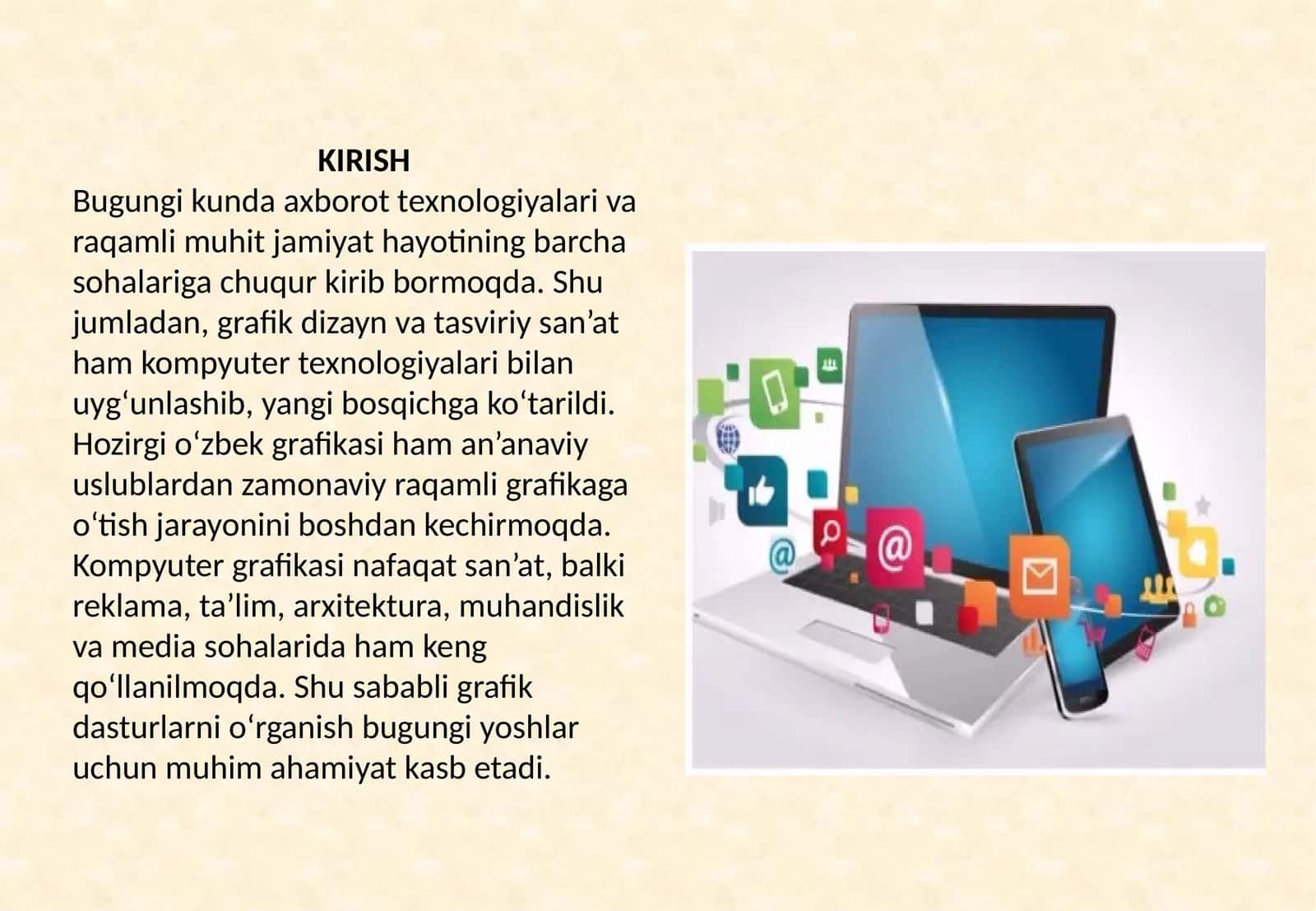Hozirgi o'zbek grafikasi. Grafika va  kompyuter dasturlari 1