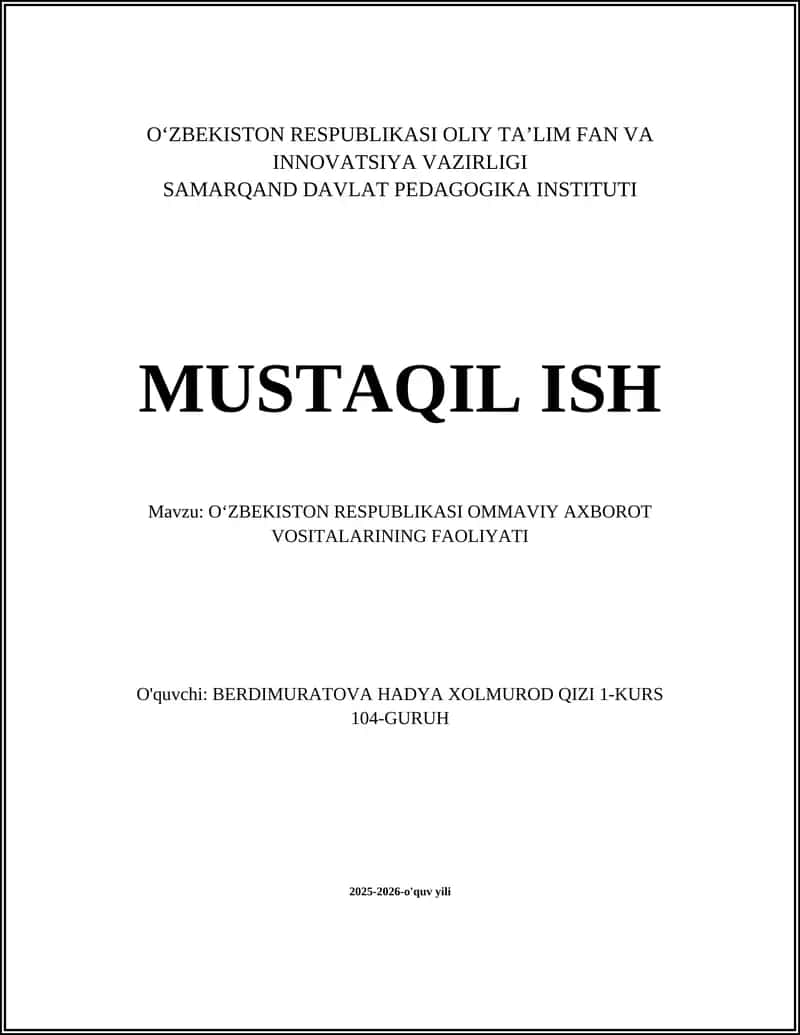 O'AVning huquqiy asoslari va qonunchilik 1