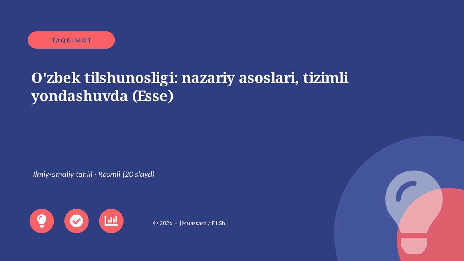O'zbek tilshunosligi: nazariy asoslari, tizimli yondashuvda (Esse) 1