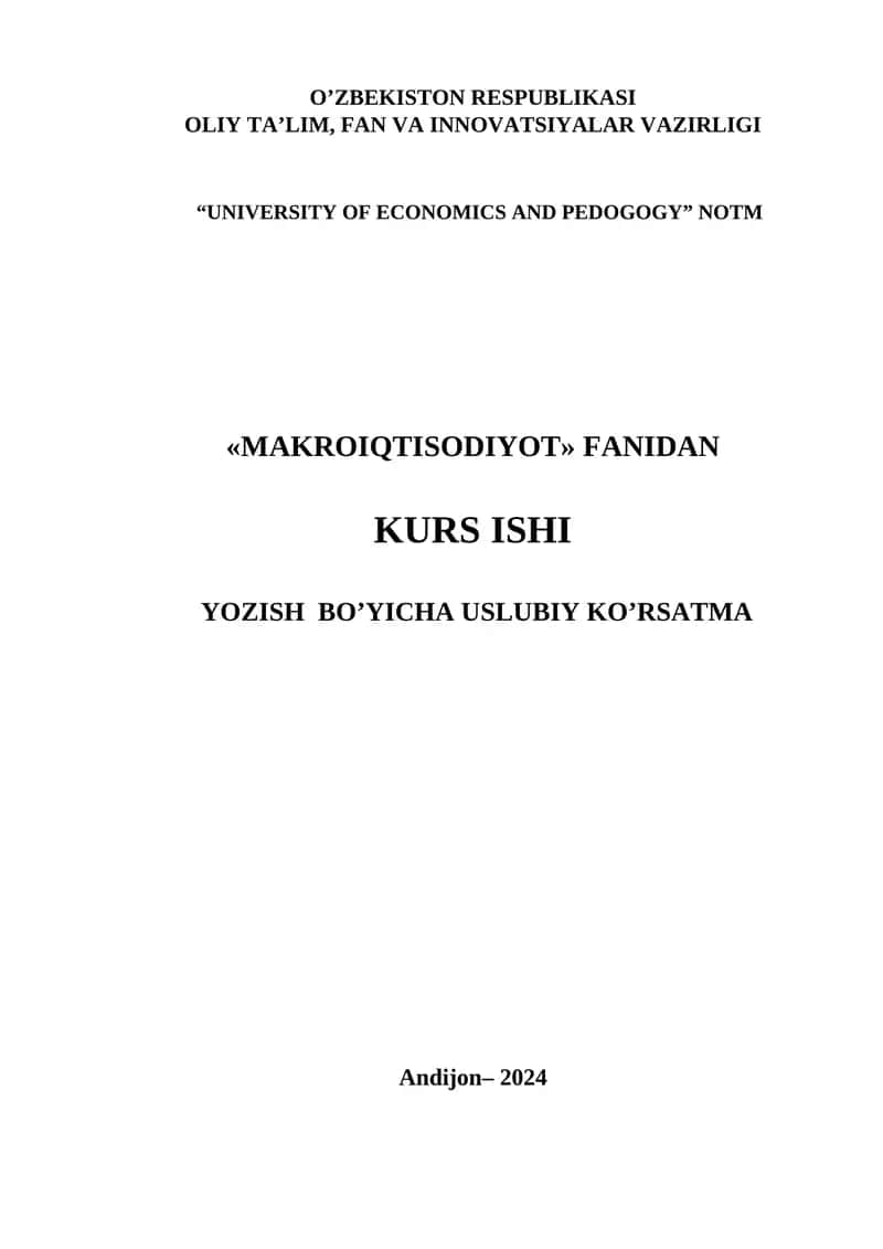 Makroiqtisodiyot Kurs ishi 1